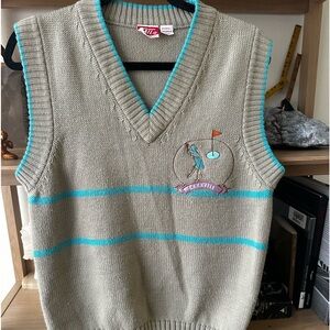 VTG Female Golfer Knit Vneck Sweater Vest